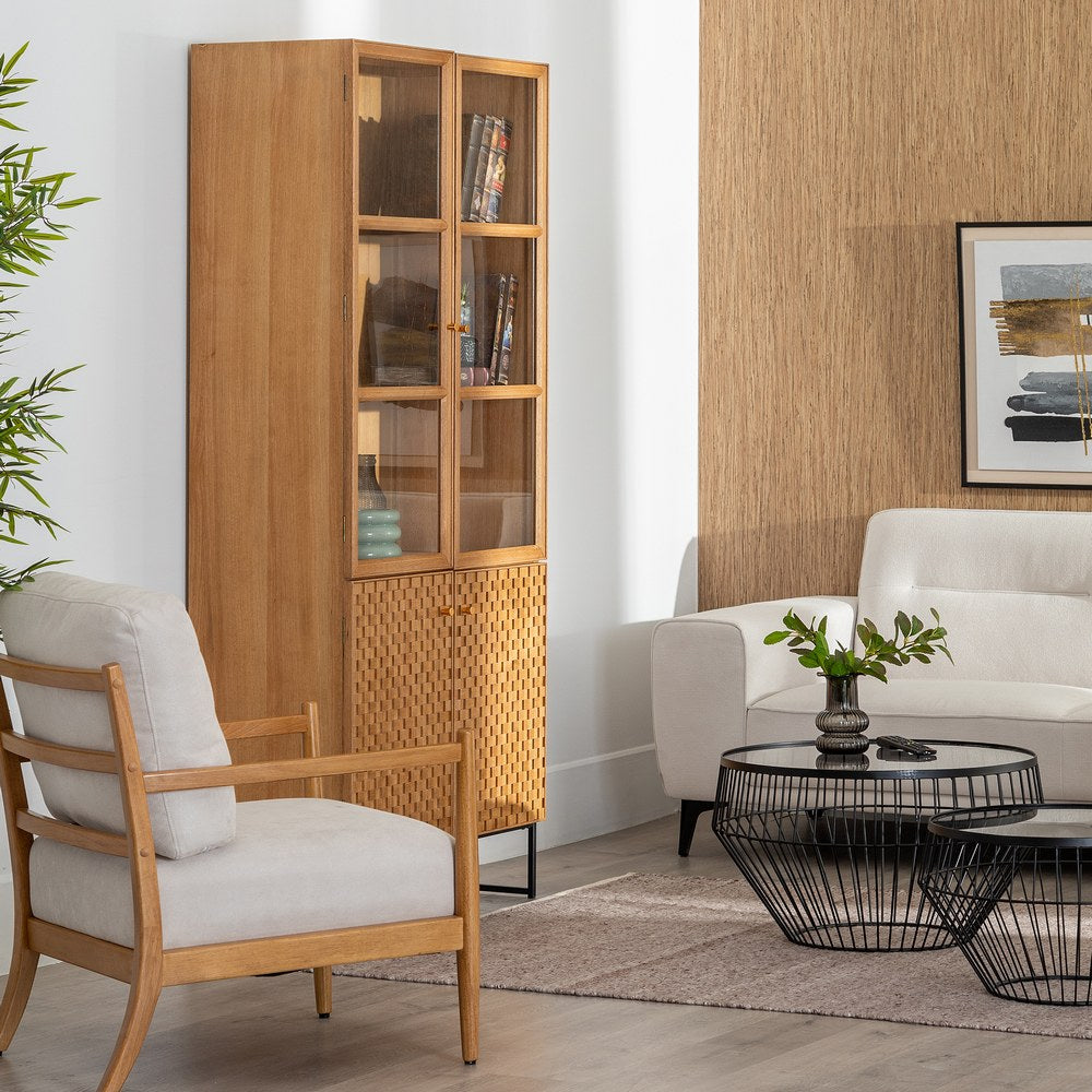 VITRINA NATURAL DM-MADERA 84,50 X 42,50 X 198 CM