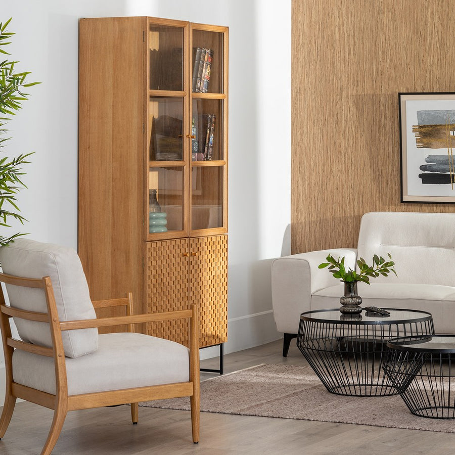 VITRINA NATURAL DM-MADERA 84,50 X 42,50 X 198 CM