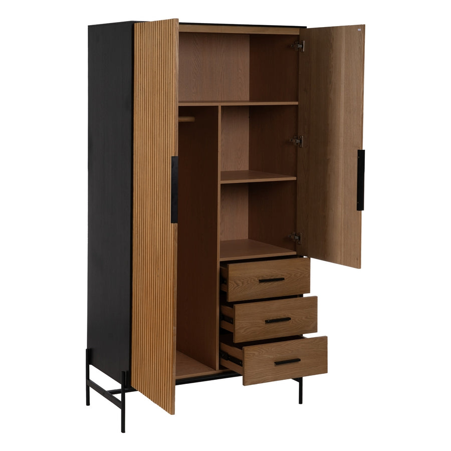 ARMARIO NEGRO-NATURAL DM-MADERA 104 X 53 X 203 CM