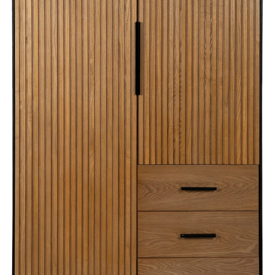 ARMARIO NEGRO-NATURAL DM-MADERA 104 X 53 X 203 CM