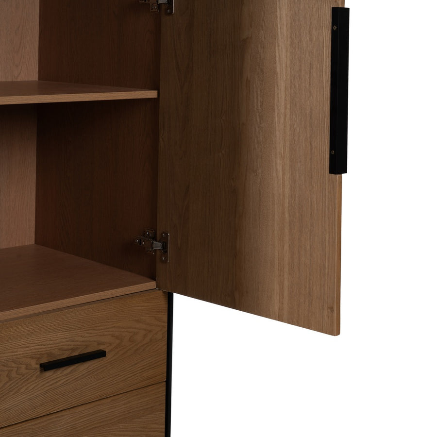 ARMARIO NEGRO-NATURAL DM-MADERA 104 X 53 X 203 CM