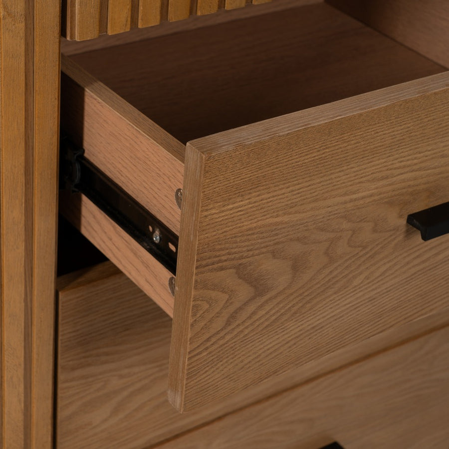 ARMARIO NEGRO-NATURAL DM-MADERA 104 X 53 X 203 CM