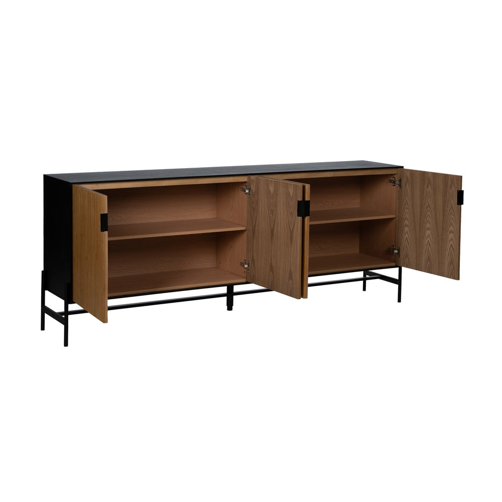 APARADOR NEGRO-NATURAL DM-MADERA 204 X 40 X 81,50 CM