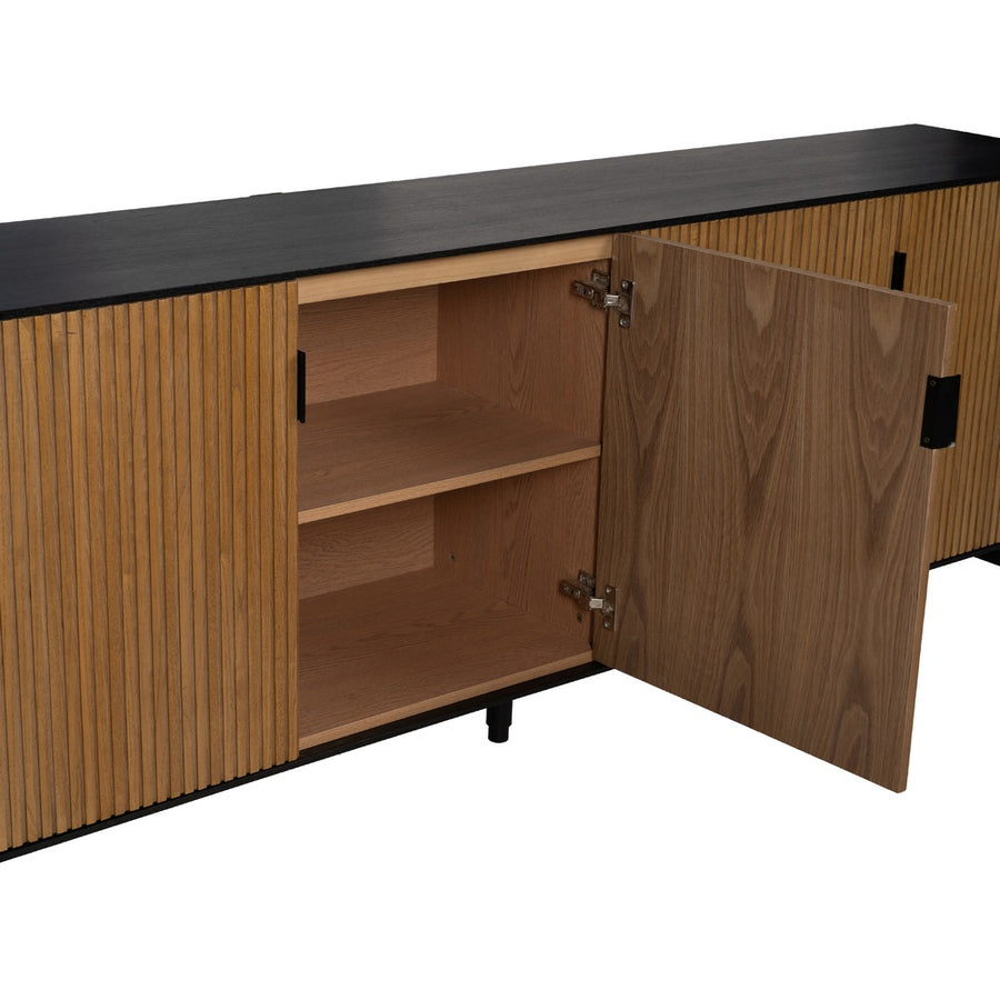 APARADOR NEGRO-NATURAL DM-MADERA 204 X 40 X 81,50 CM