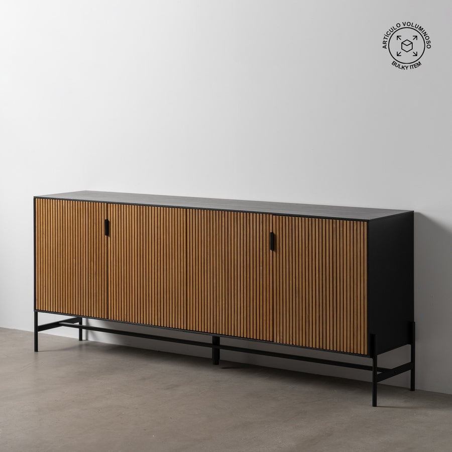 APARADOR NEGRO-NATURAL DM-MADERA 204 X 40 X 81,50 CM