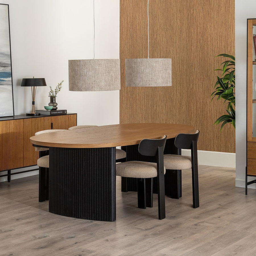 MESA COMEDOR NEGRO-NATURAL DM-MADERA 220 X 113 X 75 CM