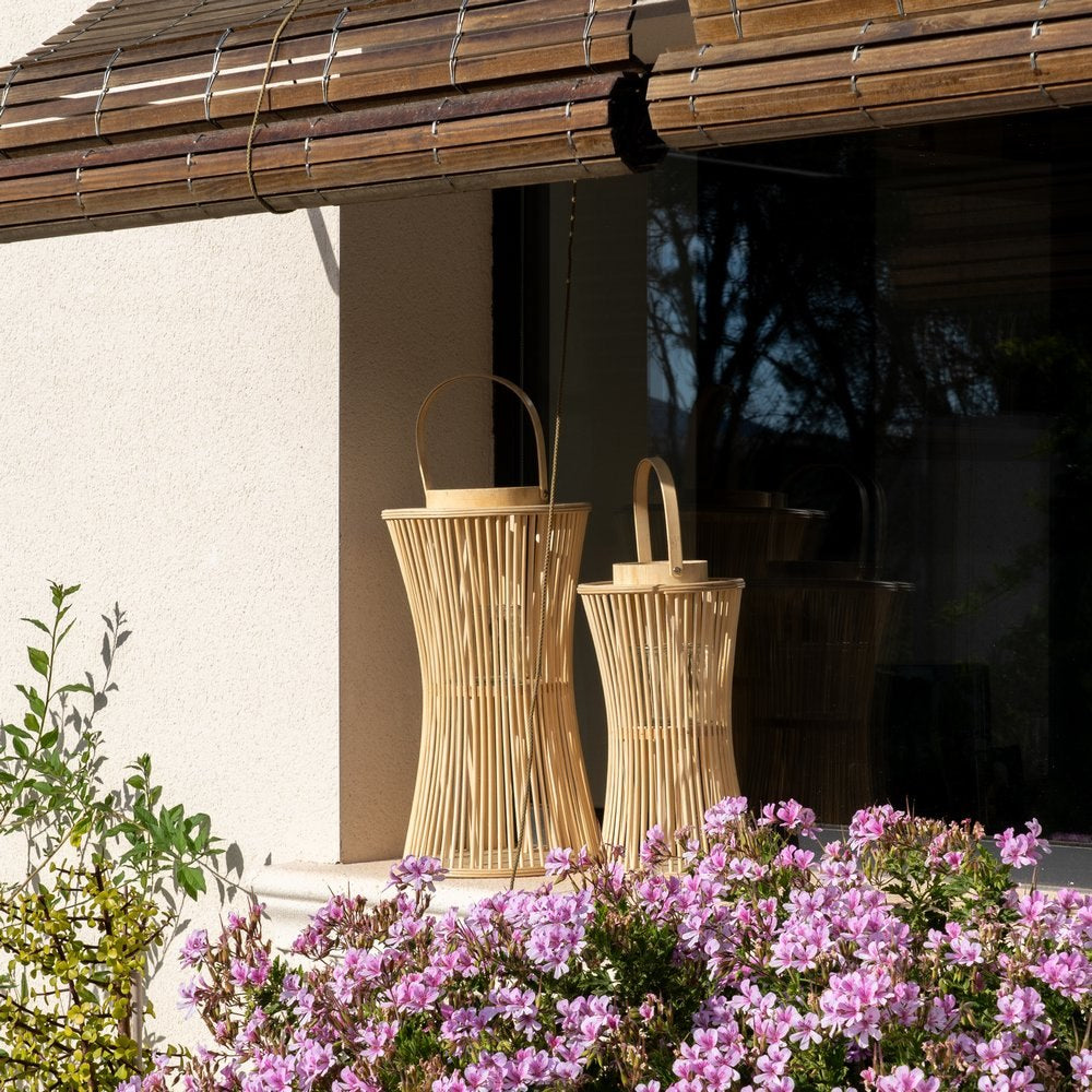 BAMBOO CANDLE HOLDER LANTERN 16 X 16 X 40 CM