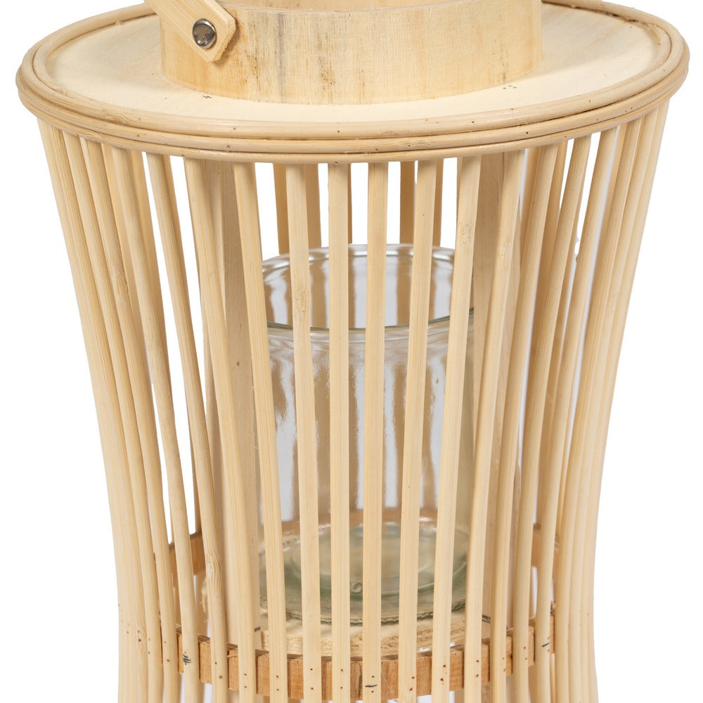 BAMBOO CANDLE HOLDER LANTERN 16 X 16 X 40 CM