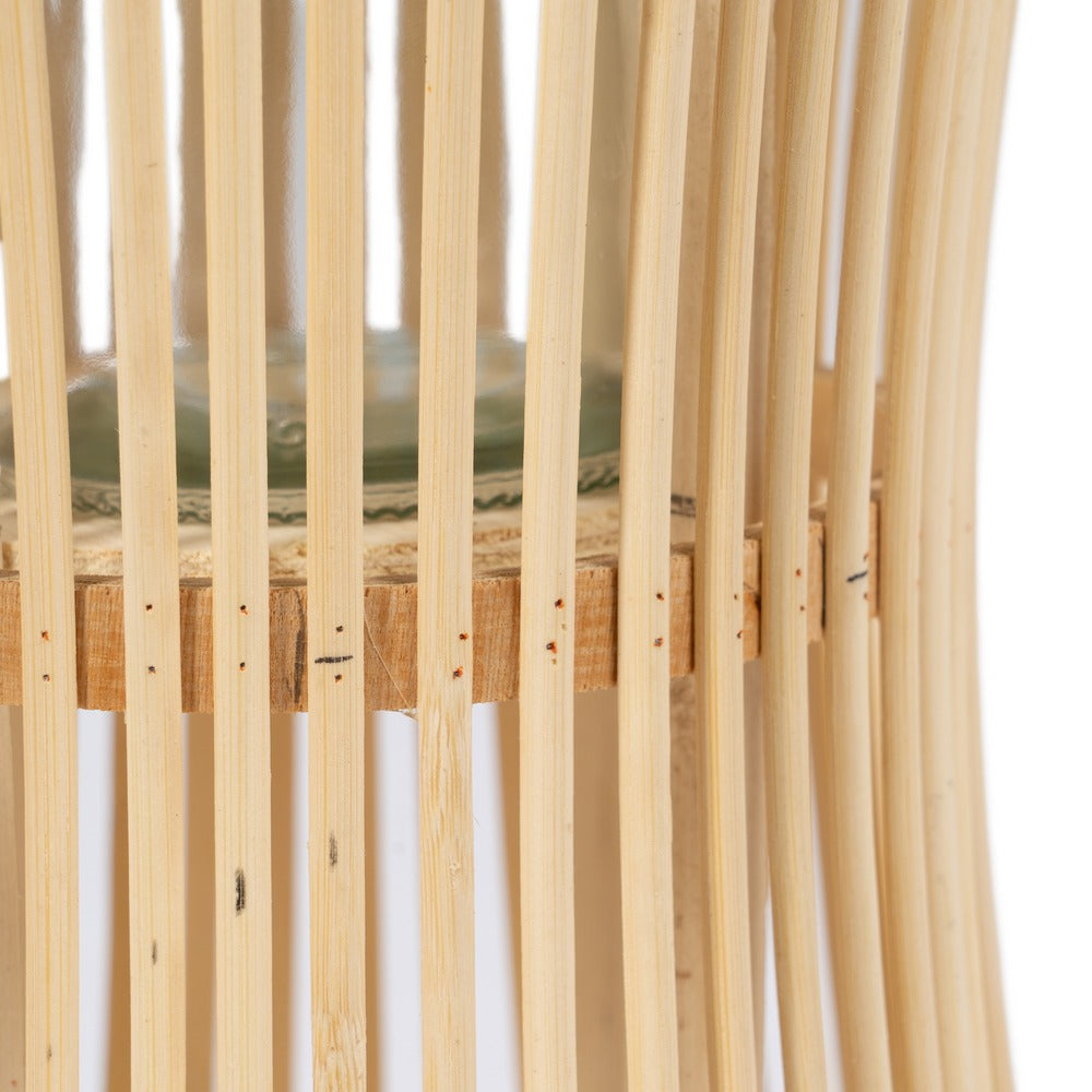 BAMBOO CANDLE HOLDER LANTERN 16 X 16 X 40 CM