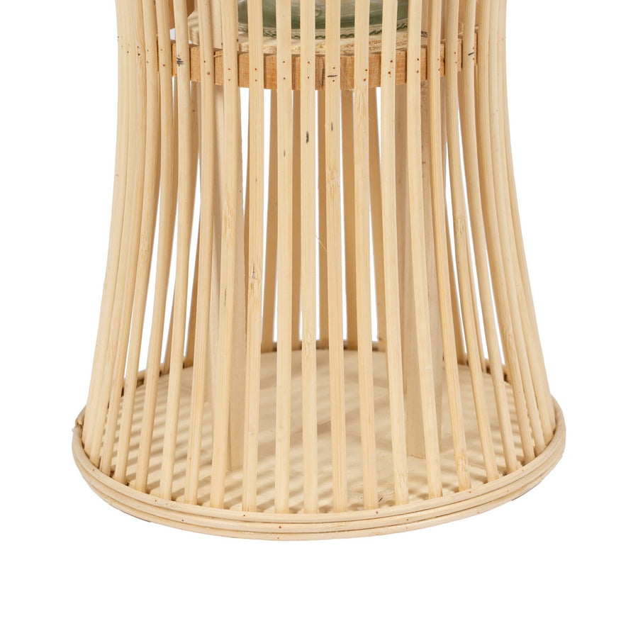 FAROL PORTAVELAS NATURAL BAMBÚ 16 X 16 X 40 CM