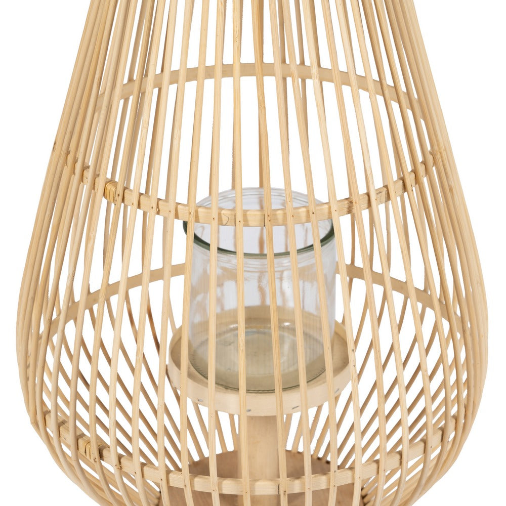 BAMBOO CANDLE HOLDER LANTERN 30 X 30 X 55 CM