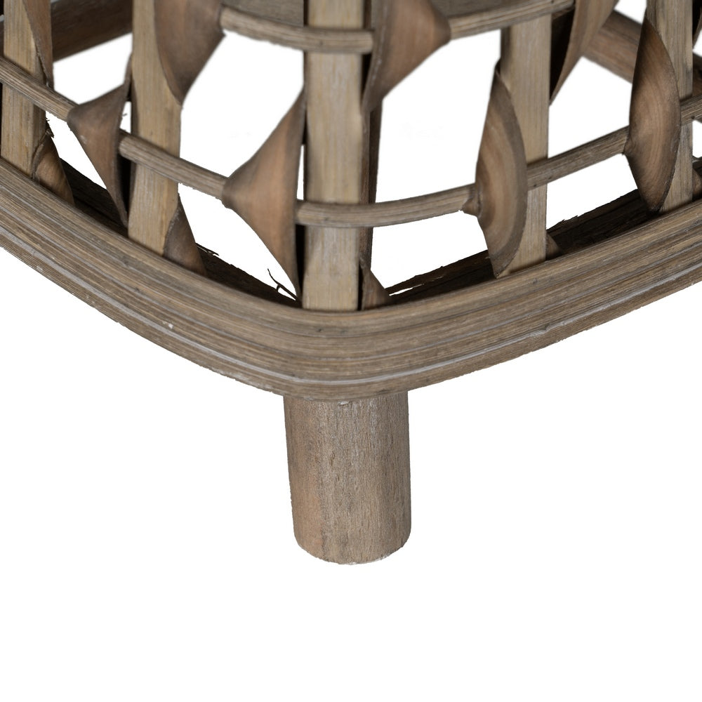 FAROL PORTAVELAS GRIS BAMBÚ DECORACIÓN 30 X 30 X 56 CM