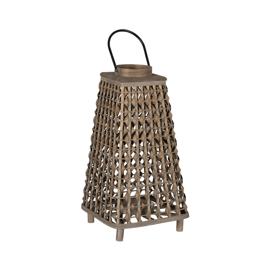 GREY BAMBOO CANDLE HOLDER LANTERN DECORATION 30 X 30 X 56 CM