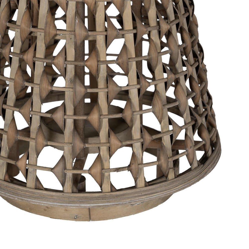 FAROL PORTAVELAS GRIS BAMBÚ DECORACIÓN 34 X 34 X 49 CM