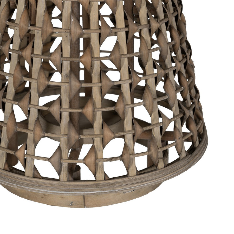 FAROL PORTAVELAS GRIS BAMBÚ DECORACIÓN 34 X 34 X 49 CM