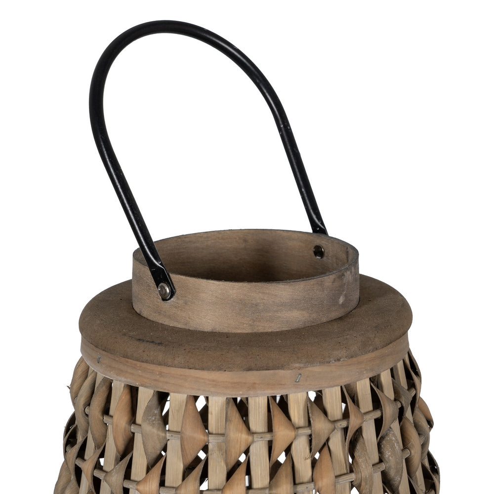 GRAY BAMBOO CANDLE HOLDER LANTERN 38 X 38 X 57 CM