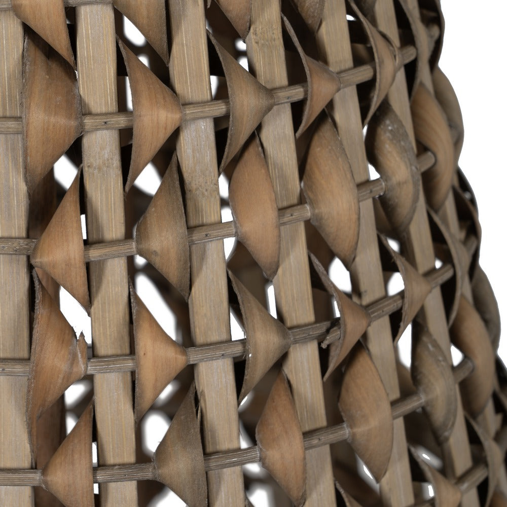 GRAY BAMBOO CANDLE HOLDER LANTERN 38 X 38 X 57 CM