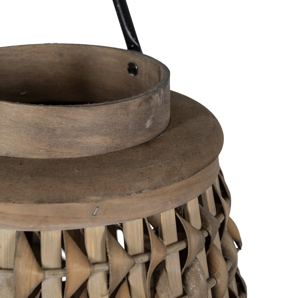 GRAY BAMBOO CANDLE HOLDER LANTERN 38 X 38 X 57 CM