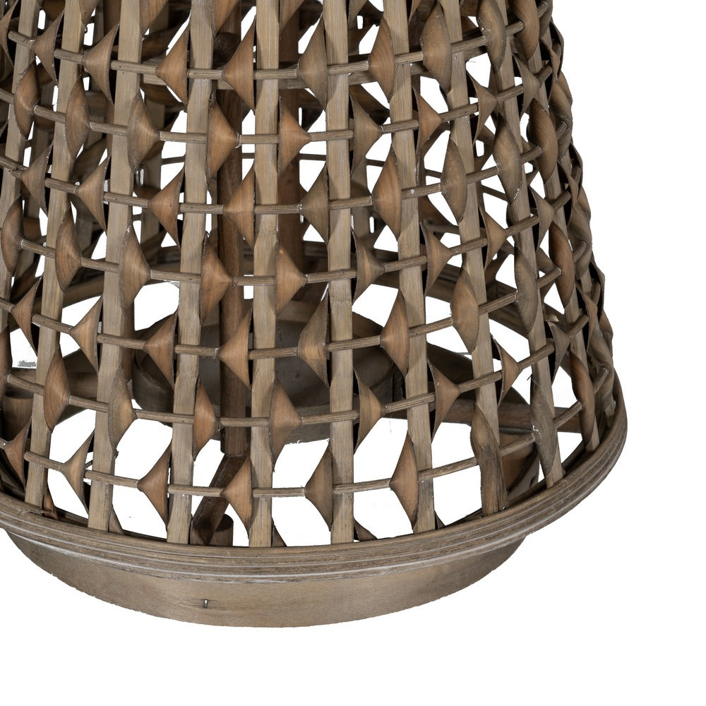GRAY BAMBOO CANDLE HOLDER LANTERN 38 X 38 X 57 CM