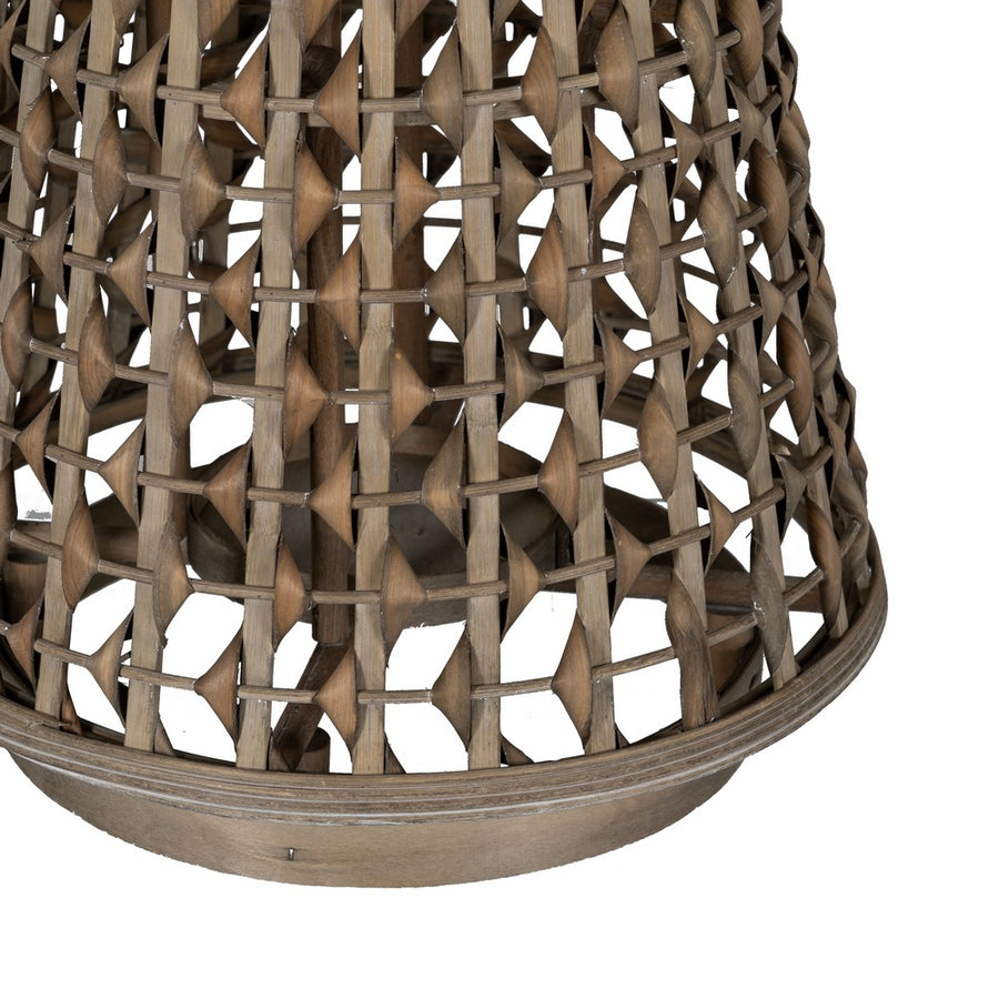 FAROL PORTAVELAS GRIS BAMBÚ DECORACIÓN 38 X 38 X 57 CM