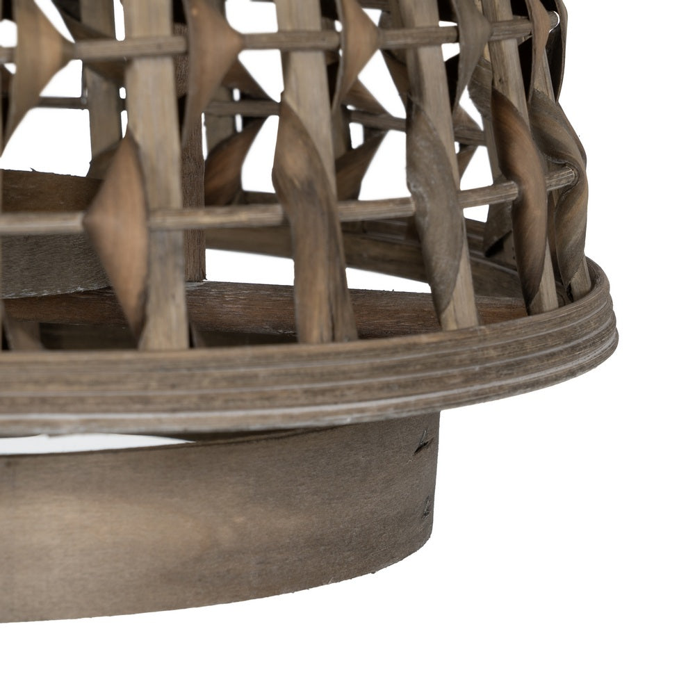 GRAY BAMBOO CANDLE HOLDER LANTERN 38 X 38 X 57 CM