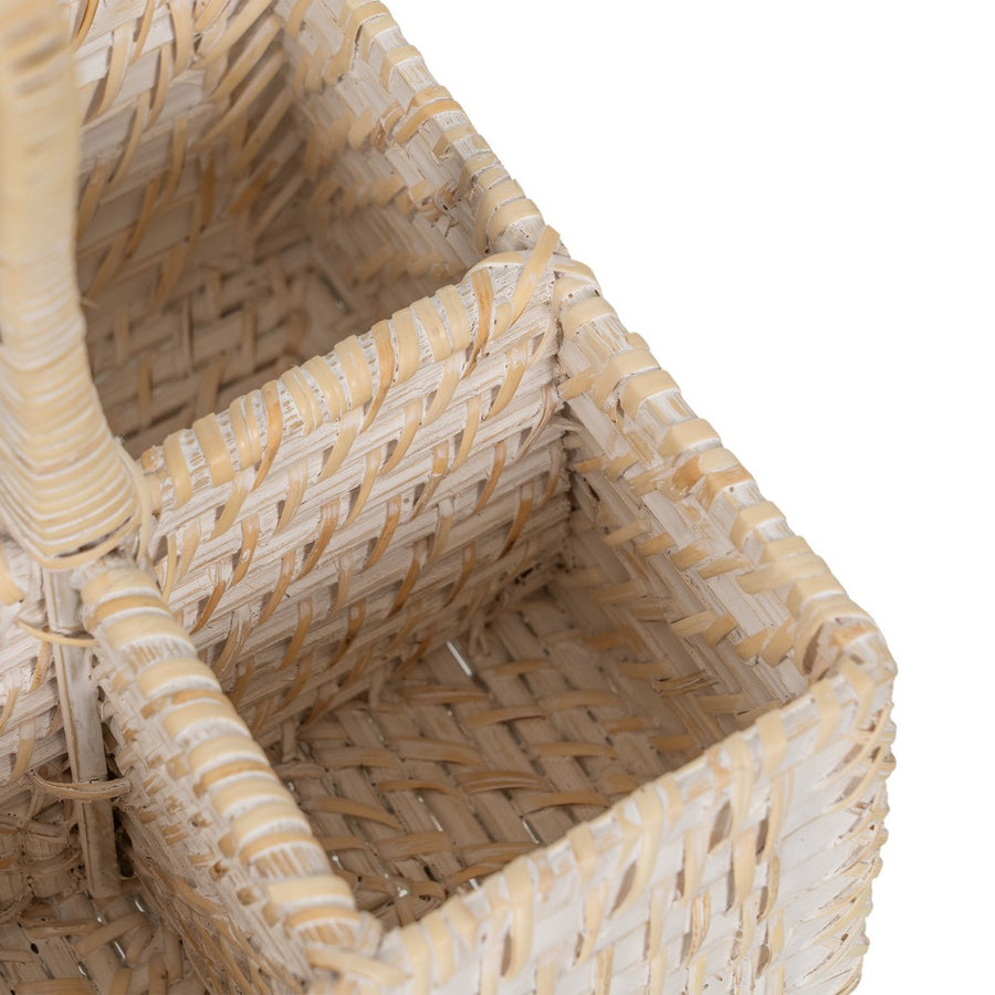 SOPORTE CUBIERTOS BLANCO FIBRA NATURAL 19 X 19 X 27 CM