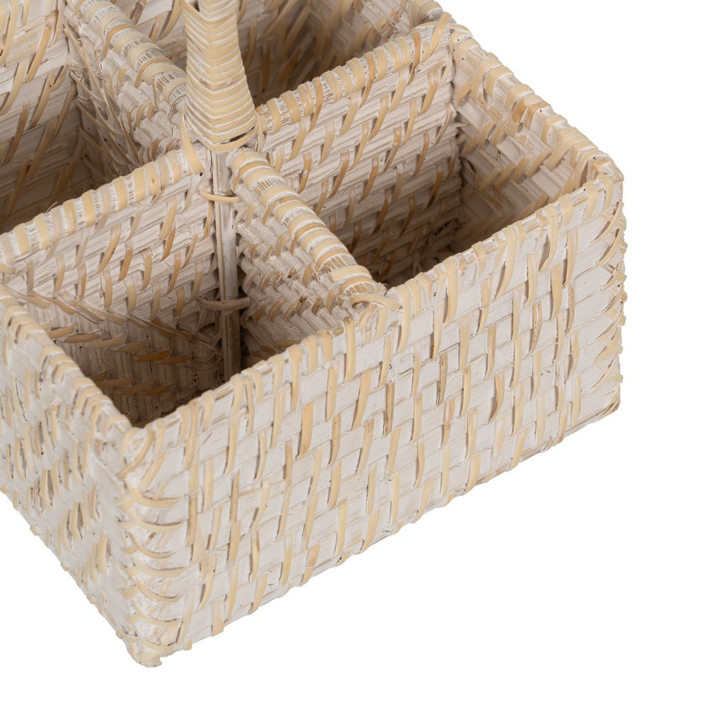SOPORTE CUBIERTOS BLANCO FIBRA NATURAL 19 X 19 X 27 CM