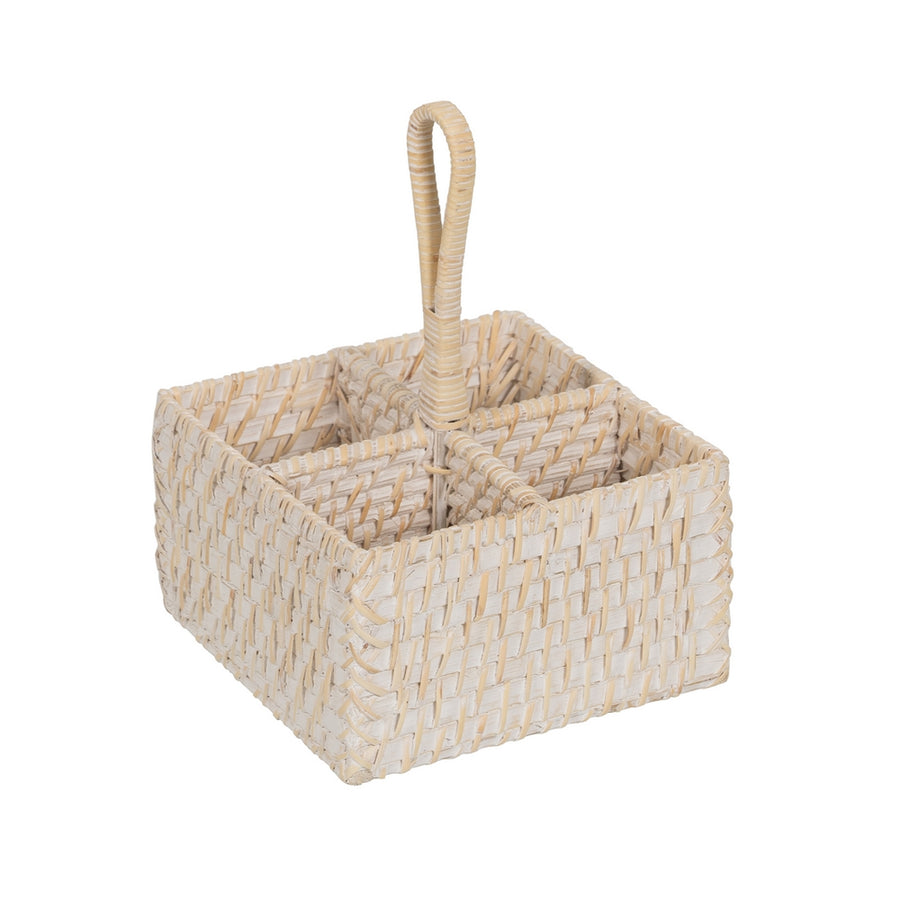 SOPORTE CUBIERTOS BLANCO FIBRA NATURAL 19 X 19 X 27 CM