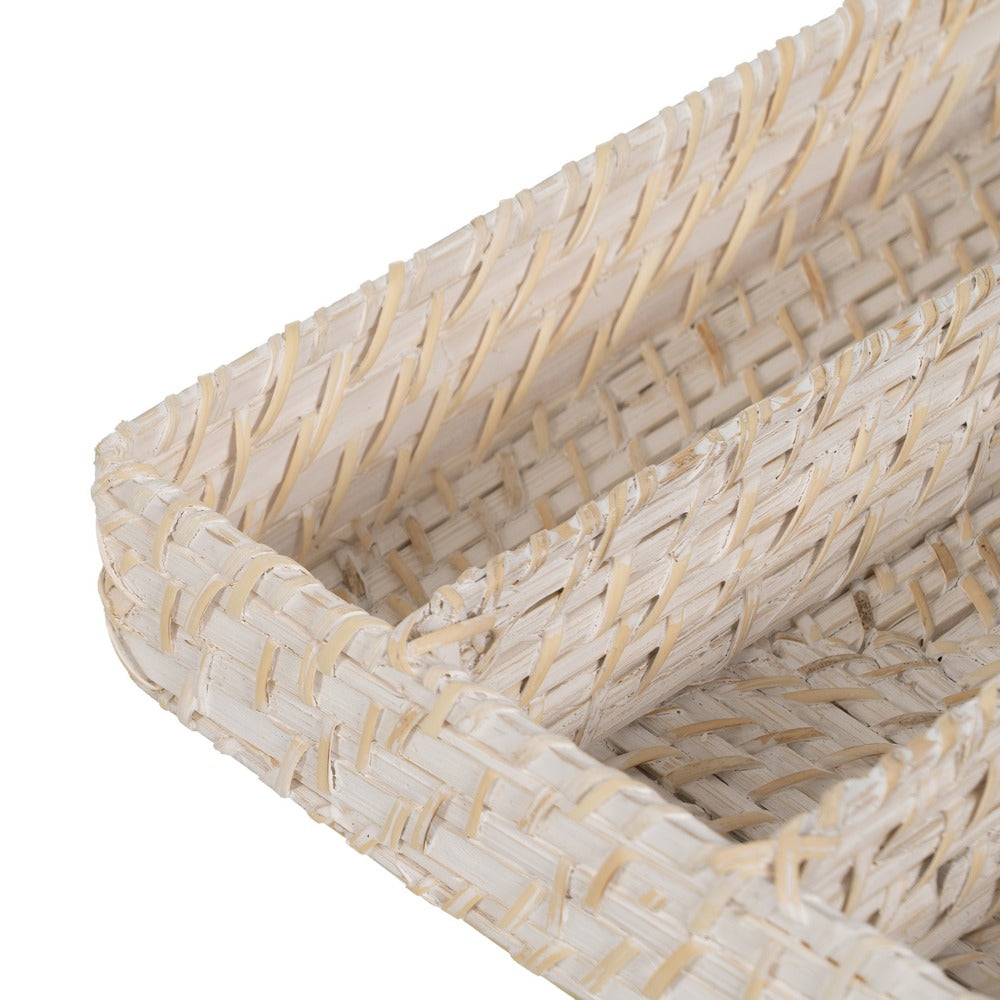 BANDEJA CUBIERTOS BLANCO FIBRA NATURAL 34 X 24 X 6 CM