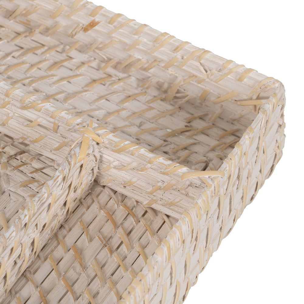 BANDEJA CUBIERTOS BLANCO FIBRA NATURAL 34 X 24 X 6 CM