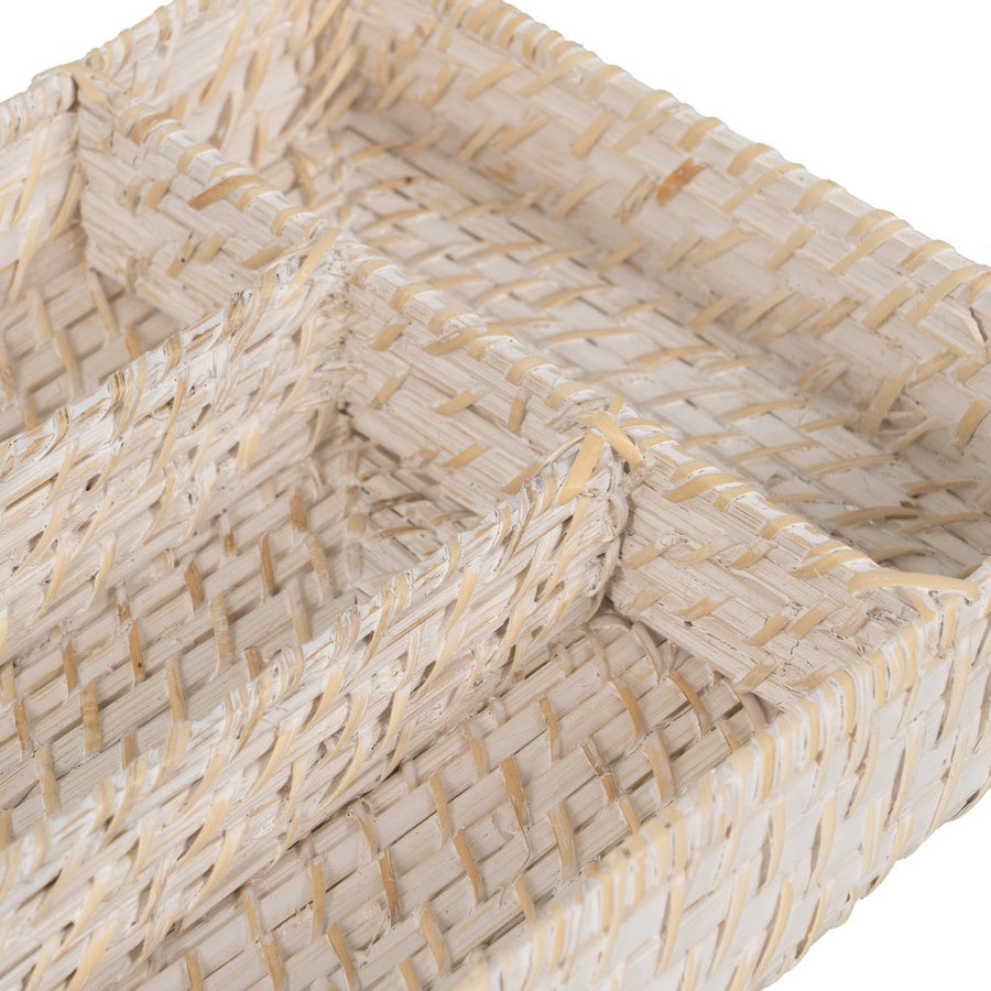 BANDEJA CUBIERTOS BLANCO FIBRA NATURAL 34 X 24 X 6 CM