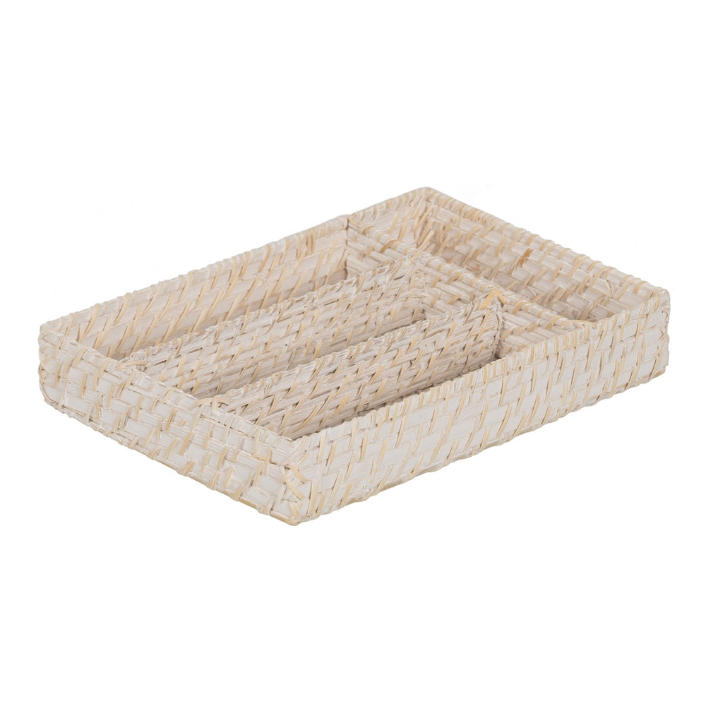 BANDEJA CUBIERTOS BLANCO FIBRA NATURAL 34 X 24 X 6 CM