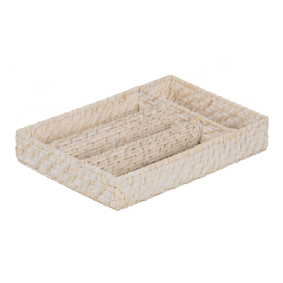 BANDEJA CUBIERTOS BLANCO FIBRA NATURAL 34 X 24 X 6 CM