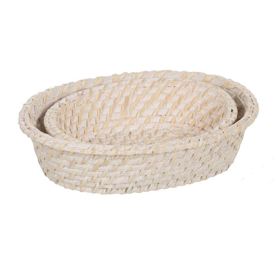 S/2 BANDEJA BLANCO FIBRA NATURAL 29 X 22 X 7 CM