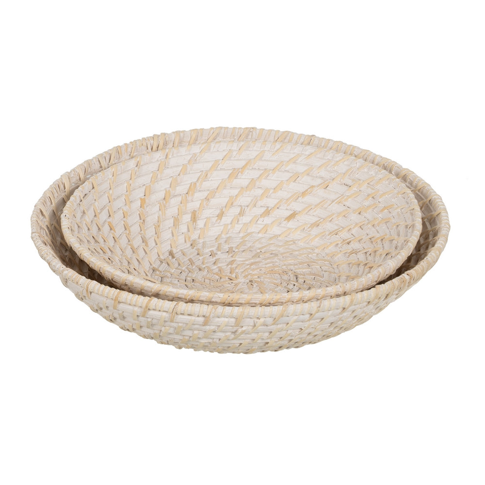 S/2 CENTRO MESA BLANCO FIBRA NATURAL 35 X 35 X 8 CM