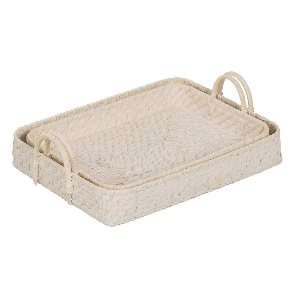 S/2 BANDEJA BLANCO FIBRA NATURAL 45 X 34 X 13 CM