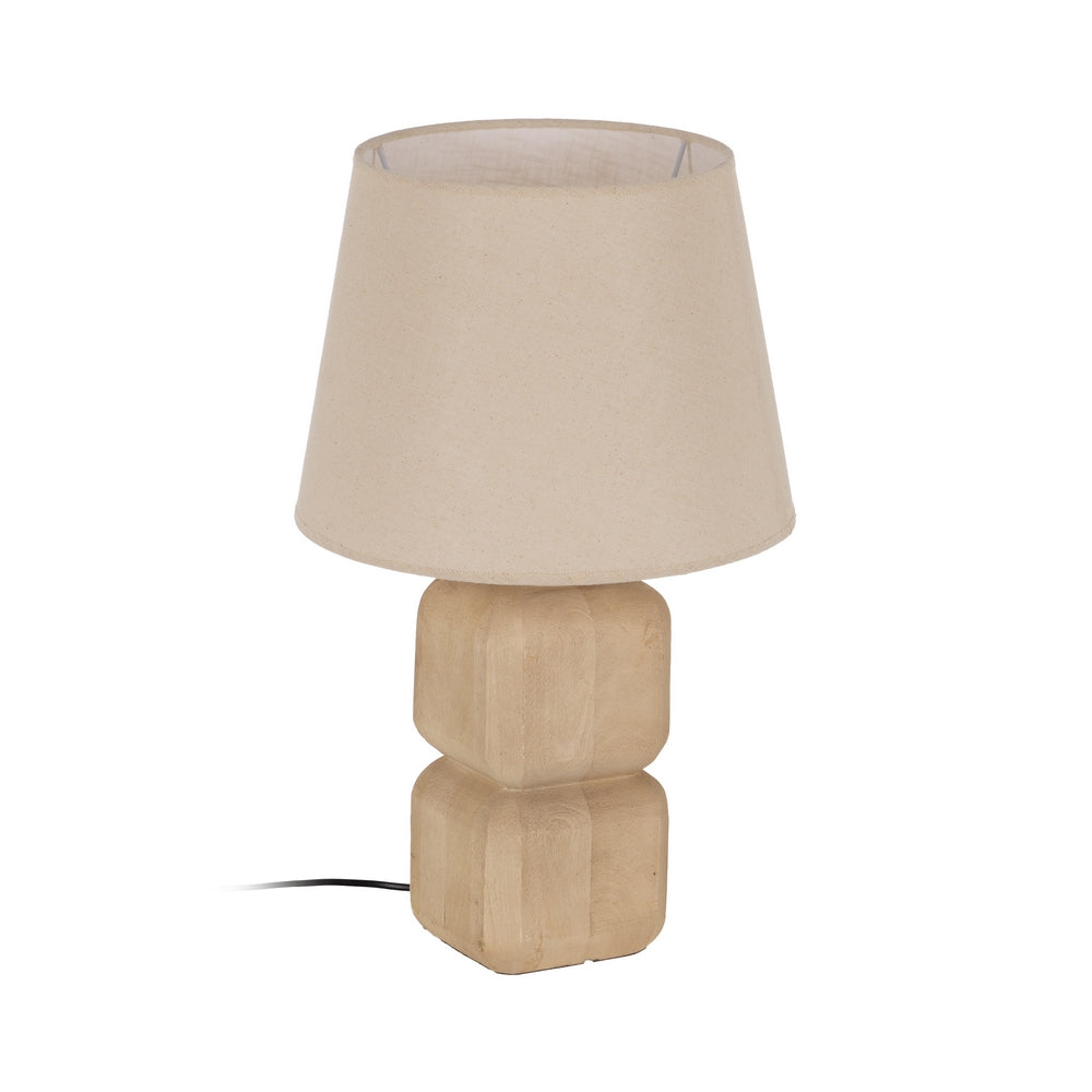 PANTALLA BEIGE TEJIDO ILUMINACIÓN 35 X 35 X 26 CM