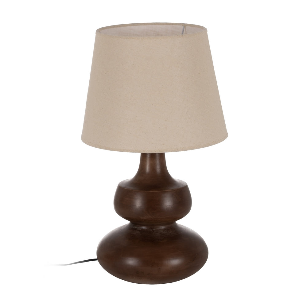 PANTALLA BEIGE TEJIDO ILUMINACIÓN 35 X 35 X 26 CM
