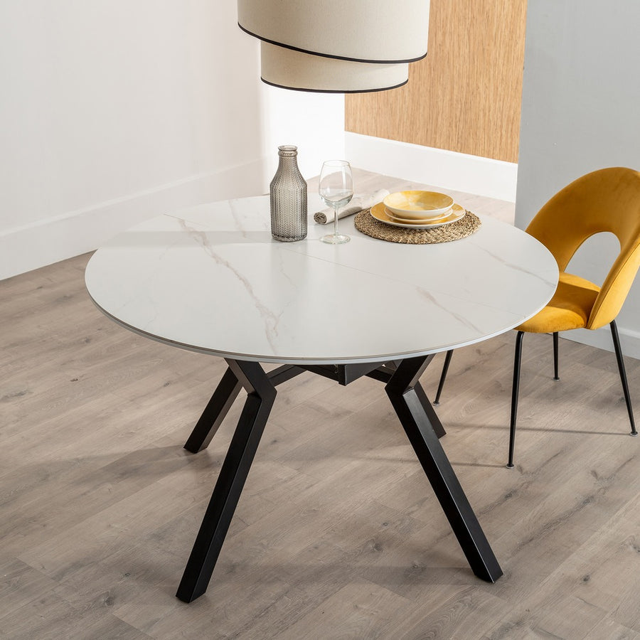 MESA EXTENSIBLE BLANCO-NEGRO 120 X 120 X 75 CM