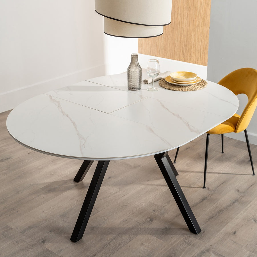 MESA EXTENSIBLE BLANCO-NEGRO 120 X 120 X 75 CM