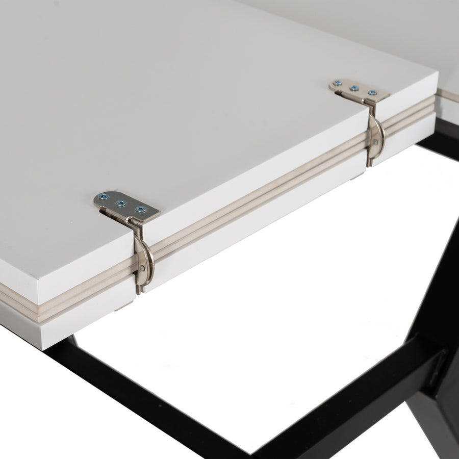 MESA EXTENSIBLE BLANCO-NEGRO 120 X 120 X 75 CM