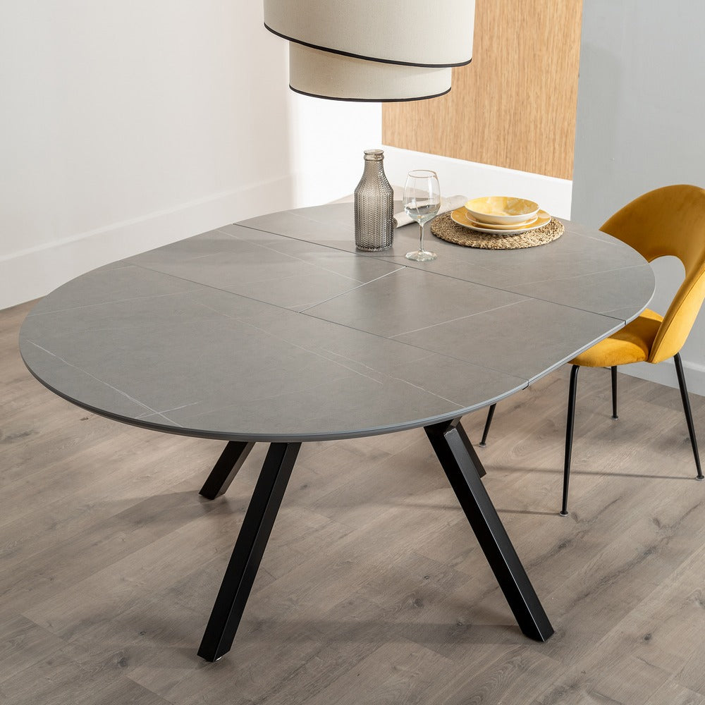 MESA EXTENSIBLE GRIS-NEGRO 120 X 120 X 75 CM