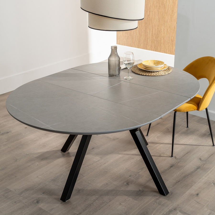 MESA EXTENSIBLE GRIS-NEGRO 120 X 120 X 75 CM
