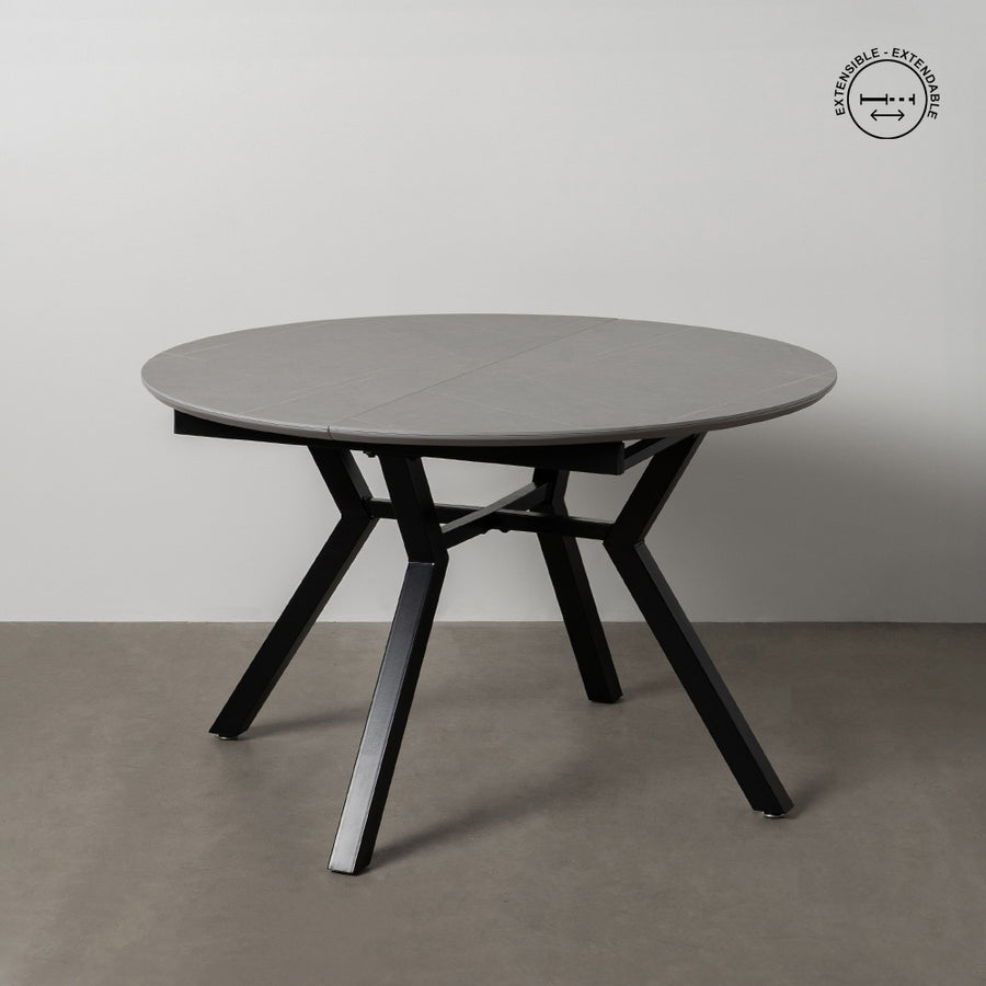 MESA EXTENSIBLE GRIS-NEGRO 120 X 120 X 75 CM