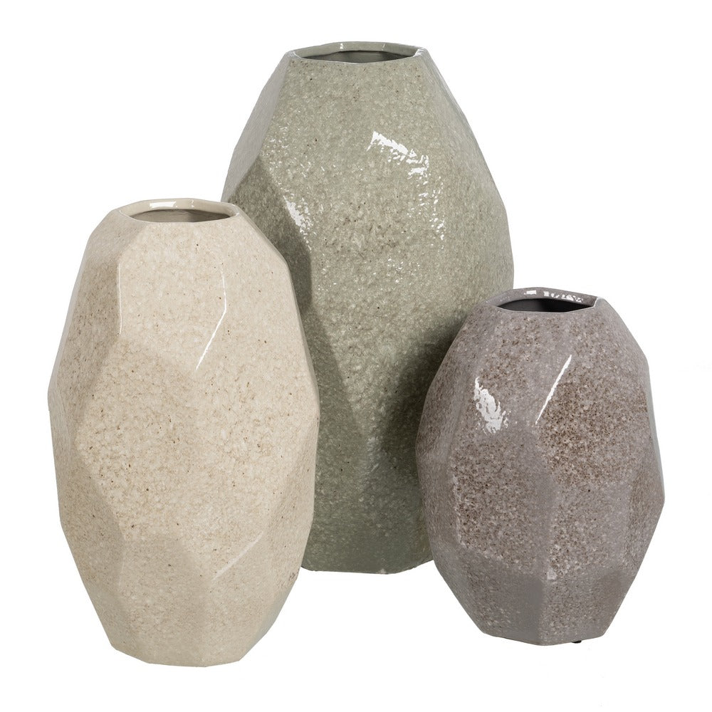 GREY CERAMIC DECORATIVE VASE 23 X 23 X 35 CM