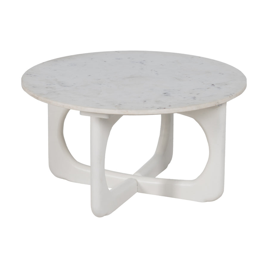 MESA CENTRO BLANCO MÁRMOL/MADERA SALÓN 75 X 75 X 40 CM