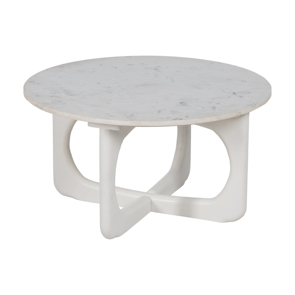 MESA CENTRO BLANCO MÁRMOL/MADERA SALÓN 75 X 75 X 40 CM