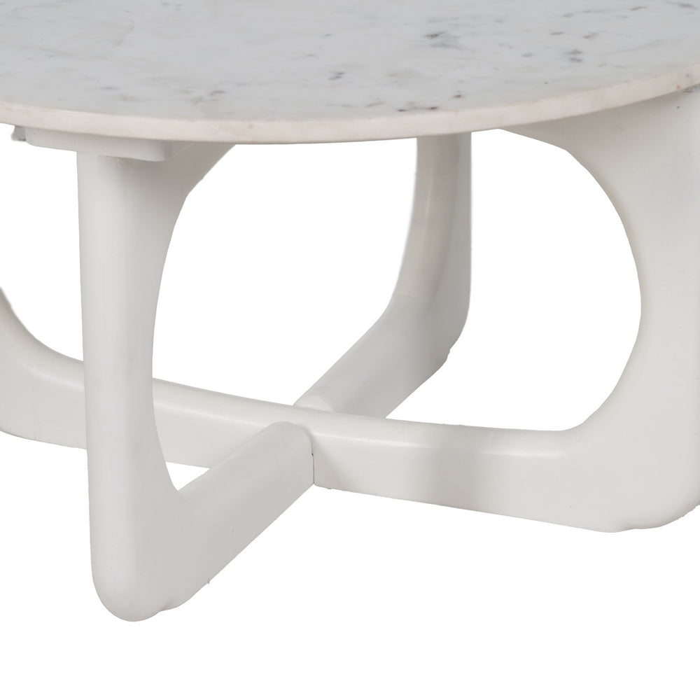 MESA CENTRO BLANCO MÁRMOL/MADERA SALÓN 75 X 75 X 40 CM