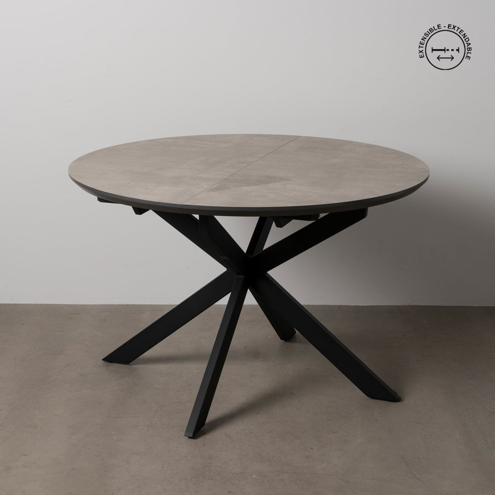 MESA EXTENSIBLE GRIS-NEGRO DM-METAL 120 X 120 X 76 CM
