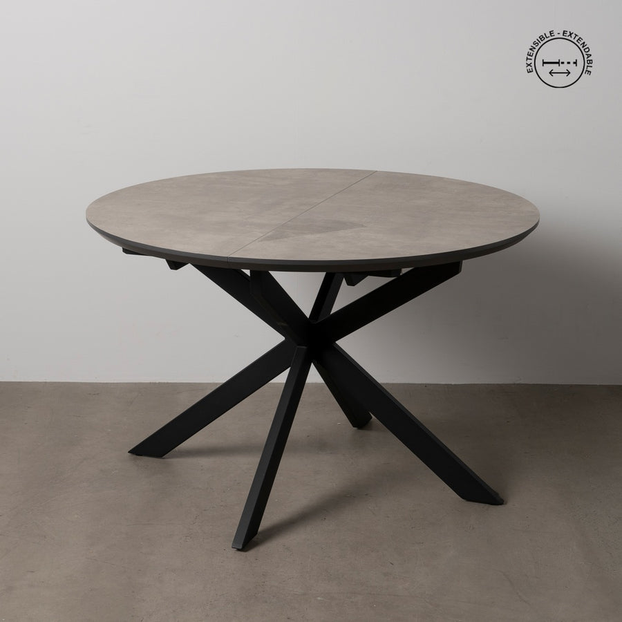 MESA EXTENSIBLE GRIS-NEGRO DM-METAL 120 X 120 X 76 CM